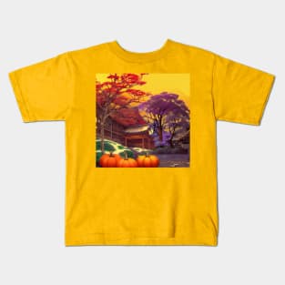 Pumpkin Fall Season in the Japanese Neighborhood Kids T-Shirt